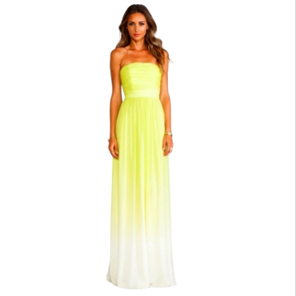 ERIN by Erin Fetherston Strapless Yellow-to-White Ombre Maxi Dress
